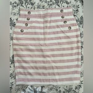 LOFT Light Pink and White Striped Pencil Skirt with Functional Pockets Size 8